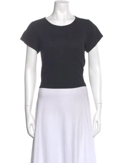 Pre-owned Éterne Crew Neck Short Sleeve Crop Top In Gray