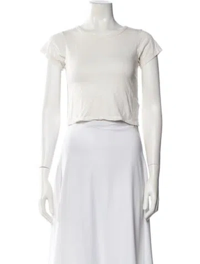 Pre-owned Éterne Crew Neck Short Sleeve Crop Top In White