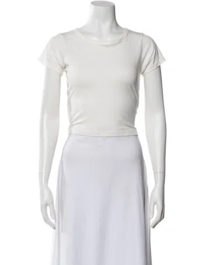 Pre-owned Éterne Crew Neck Short Sleeve Crop Top In White