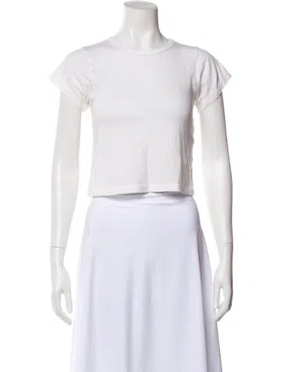 Pre-owned Éterne Crew Neck Short Sleeve Crop Top In White