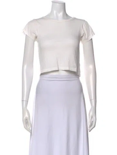 Pre-owned Éterne Crew Neck Short Sleeve Crop Top In White
