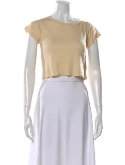 Pre-owned Éterne Crew Neck Short Sleeve Crop Top In White