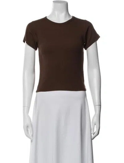 Pre-owned Éterne Crew Neck Short Sleeve T-shirt In Brown