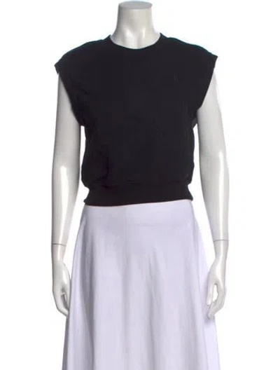 Pre-owned Éterne Crew Neck Sleeveless Crop Top In Black