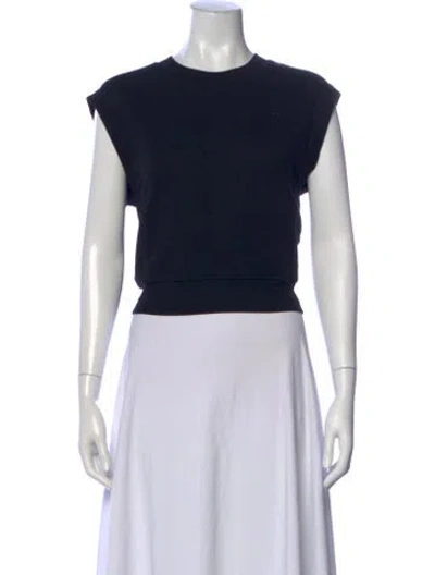 Pre-owned Éterne Crew Neck Sleeveless Crop Top In Blue