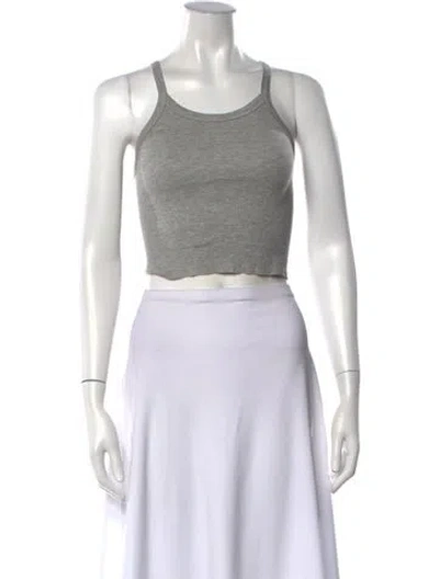 Pre-owned Éterne Crew Neck Sleeveless Crop Top In Grey
