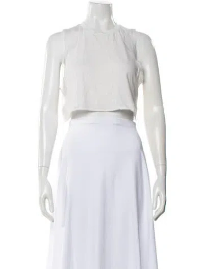 Pre-owned Éterne Crew Neck Sleeveless Crop Top In White