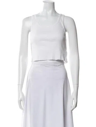 Pre-owned Éterne Crew Neck Sleeveless Crop Top In White