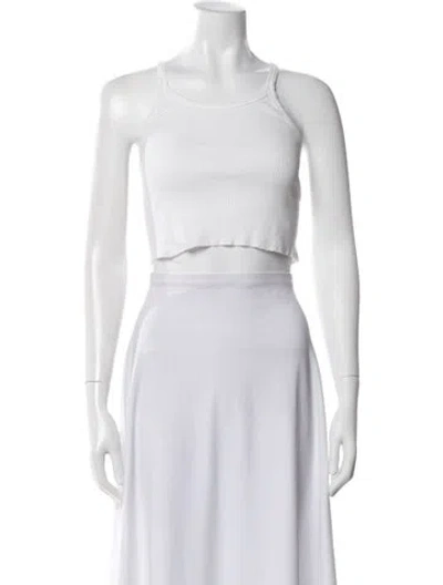 Pre-owned Éterne Crew Neck Sleeveless Crop Top In White