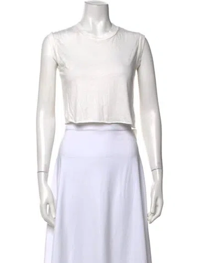 Pre-owned Éterne Crew Neck Sleeveless Crop Top In White