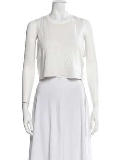 Pre-owned Éterne Crew Neck Sleeveless Crop Top In White
