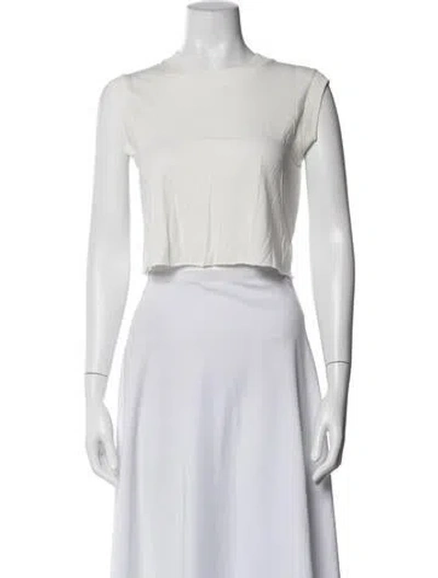 Pre-owned Éterne Crew Neck Sleeveless Crop Top In White