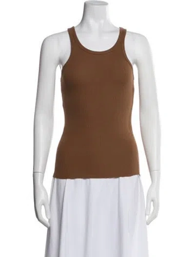Pre-owned Éterne Crew Neck Sleeveless Top In Brown