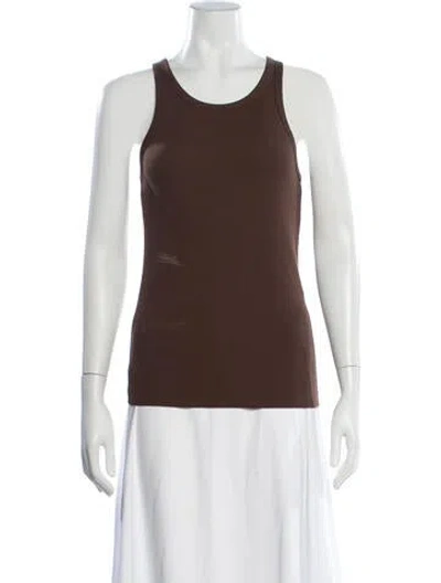 Pre-owned Éterne Crew Neck Sleeveless Top In Brown