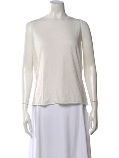 Pre-owned Éterne Crew Neck Sleeveless Top In White