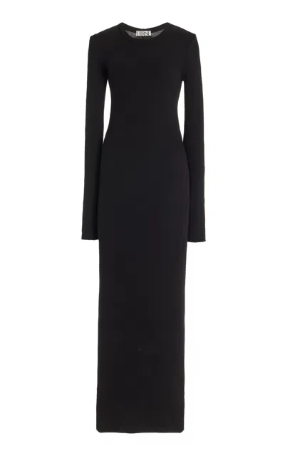 Éterne Long Sleeve Crewneck Maxi Dress In Black