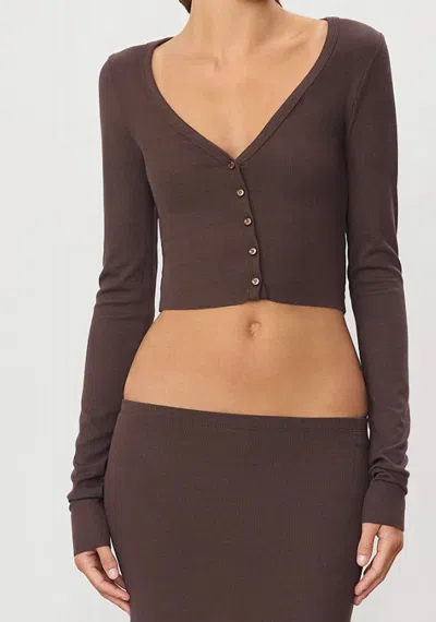 Éterne Cropped Cardigan In Espresso In Brown