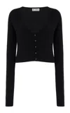 Éterne Cropped Cotton-modal Cardigan In Black