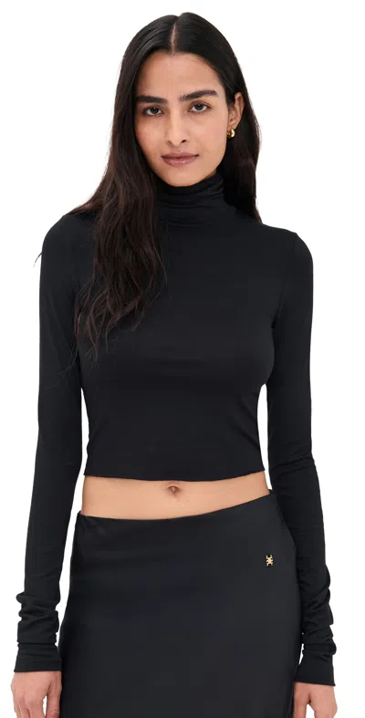 ÉTERNE CROPPED FITTED TURTLENECK TOP BLACK