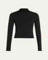 Éterne Cropped Fitted Turtleneck Top In Black