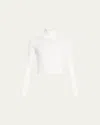 Éterne Cropped Fitted Turtleneck Top In Cream