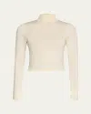 Éterne Cropped Fitted Turtleneck Top In Cream