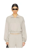Éterne Cropped Half Zip Pullover In Dove