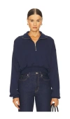 Éterne Cropped Half Zip Sweatshirt In Blue