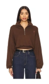 Éterne Cropped Half-zip Sweatshirt In Chocolate In Brown