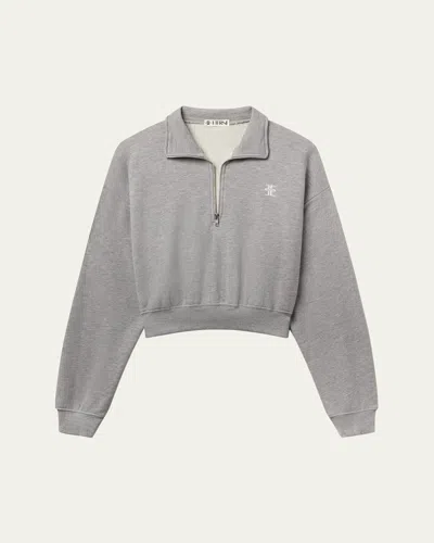 Éterne Cropped Half-zip Sweatshirt In Gray