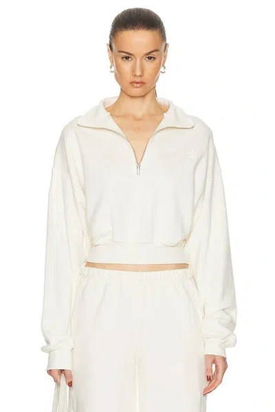 Éterne Cropped Half Zip Sweatshirt In Cream