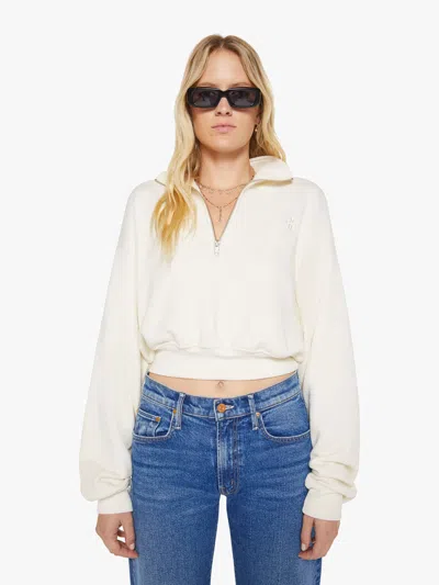 Éterne Cropped Half-zip Sweatshirt Cream In White - Size Medium