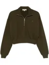 Éterne Cropped Half-zip Sweatshirt In Green