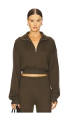 Éterne Cropped Half-zip Sweatshirt In Green