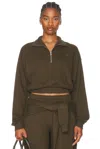 Éterne Cropped Half-zip Sweatshirt In Moss