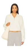 Éterne Cropped Half Zip Sweatshirt In White
