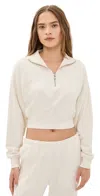 Éterne Cropped Half-zip Sweatshirt Bone In Neutral