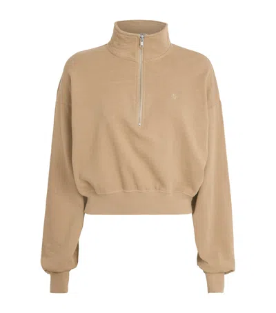 Éterne Cropped Half-zip Sweatshirt In Brown