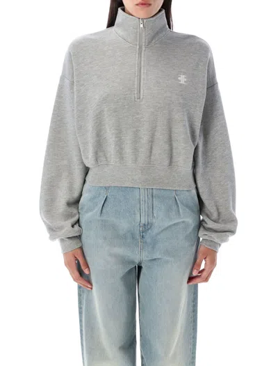 Éterne Cropped Half-zip Sweatshirt French Terry In Gray