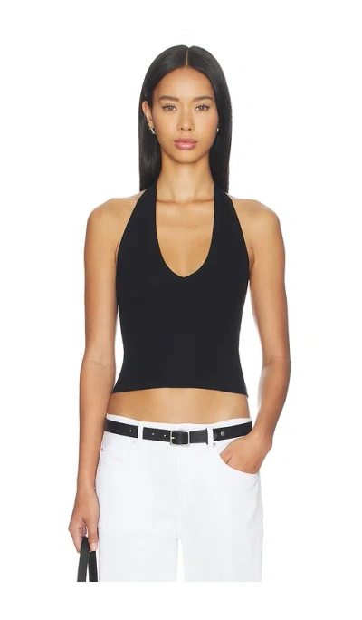 Éterne Cropped Halter Top In Black