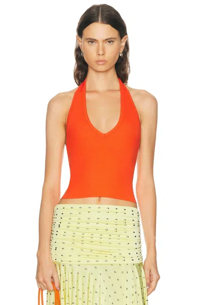 Éterne Cropped Halter Top In Orange