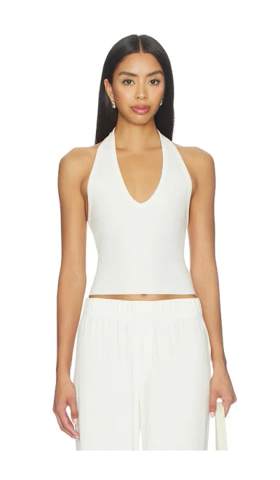 Éterne Cropped Halter Top In White