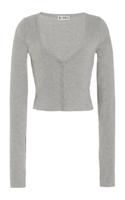 Éterne Cropped Jersey Cardigan In Grey