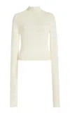 Éterne Cropped Fitted Turtleneck Top In Ivory