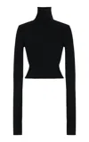 Éterne Cropped Knit Turtleneck Top In Black