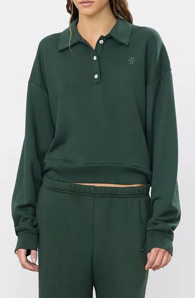 Éterne Eterne Cropped Polo Sweatshirt In Forest