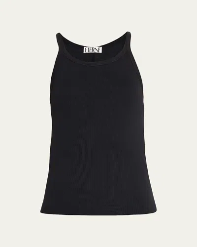 Éterne Iris Ribbed Stretch-cotton And Modal-blend Jersey Tank In Black