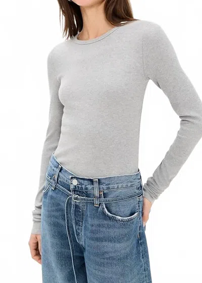 Éterne Cropped Ribbed Fitted Top In Heather Grey In Gray