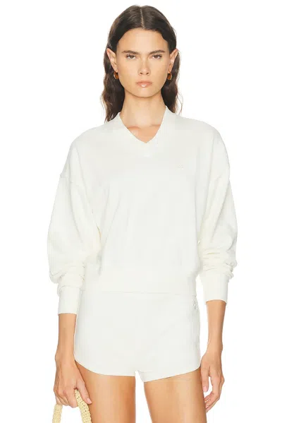 Éterne Cropped V Neck Sweatshirt In White