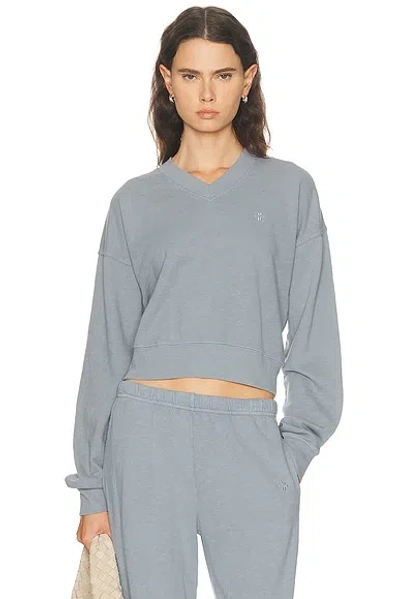 Éterne Cropped V Neck Sweatshirt In Gray